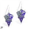 Mspiercing Sterling Silver Earrings With Official Licensed Pewter NFL Charm, Minnesota Vikings