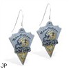 Mspiercing Sterling Silver Earrings With Official Licensed Pewter NFL Charm, New Orleans Saints