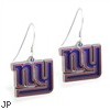 Mspiercing Sterling Silver Earrings With Official Licensed Pewter NFL Charm, New York Giants