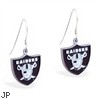 Mspiercing Sterling Silver Earrings With Official Licensed Pewter NFL Charm, Oakland Raiders