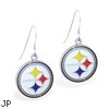 Mspiercing Sterling Silver Earrings With Official Licensed Pewter NFL Charm, Pittsburgh Steelers