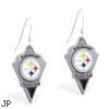 Mspiercing Sterling Silver Earrings With Official Licensed Pewter NFL Charm, Pittsburgh Steelers