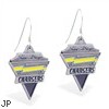 Mspiercing Sterling Silver Earrings With Official Licensed Pewter NFL Charm, San Diego Chargers