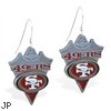 Mspiercing Sterling Silver Earrings With Official Licensed Pewter NFL Charm, San Francisco 49Ers