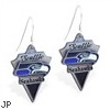 Mspiercing Sterling Silver Earrings With Official Licensed Pewter NFL Charm, Seattle Seahawks