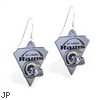 Mspiercing Sterling Silver Earrings With Official Licensed Pewter NFL Charm, St. Louis Rams