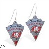 Mspiercing Sterling Silver Earrings With Official Licensed Pewter NFL Charm, Tampa Bay Buccaneers