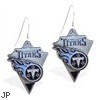 Mspiercing Sterling Silver Earrings With Official Licensed Pewter NFL Charm, Tennessee Titans