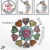 Multi-color multi-gem heart burst flower reversed hinged navel ring