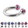 multi gem ball circular barbell, 12 ga