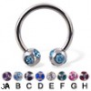 multi gem ball circular barbell, 14 ga