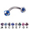 multi gem ball curved barbell, 12 ga