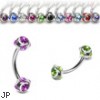 multi gem ball curved barbell, 16 ga