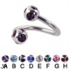 multi gem ball spiral barbell, 12 ga