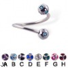 multi gem ball spiral barbell, 16 ga