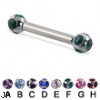 multi gem ball straight barbell, 12 ga