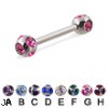 multi gem ball straight barbell, 14 ga