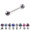 multi gem ball straight barbell, 16 ga