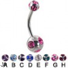 multi gem Belly Button Ring, 14 Ga