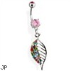 Multi Gemmed Leaf Belly Ring