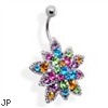 Multicolored Jeweled Flower Belly Ring