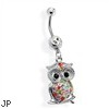 Multicolored Jeweled Owl Belly Ring