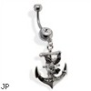 Navel Ring with Dangling Anchor And Eagle