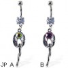 Navel Ring with Dangling Angel Holding Gem