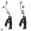 Navel Ring with Dangling Bent Over Stripper