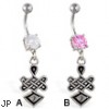 Navel ring with dangling celtic knot design
