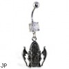 Navel ring with dangling door and demons