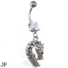 Navel ring with dangling dragon head