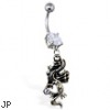 Navel ring with dangling dragon with gem