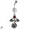 Navel ring with dangling dragon with red gem and circle