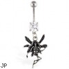 Navel ring with dangling fairy skeleton