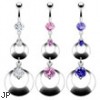 Navel ring with dangling gems and hoops