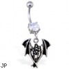 Navel ring with dangling grim reaper