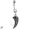 Navel ring with dangling hook with tribal design