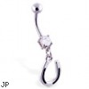 Navel ring with dangling horseshoe