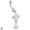 Navel ring with dangling jeweled bow and dangles