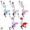 Navel ring with dangling jeweled fairy