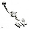 Navel ring with dangling jeweled virgo sign