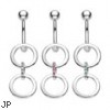 Navel ring with dangling linked circles