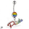 Navel ring with dangling rainbow "Pride"
