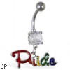 Navel ring with dangling rainbow "Pride"