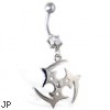 Navel ring with dangling round tribal symbol