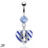 Navel ring with dangling sailor love heart