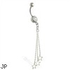 Navel ring with dangling stars on chains