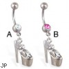 Navel ring with dangling stripper heel