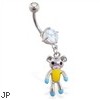 Navel ring with dangling teddy bear